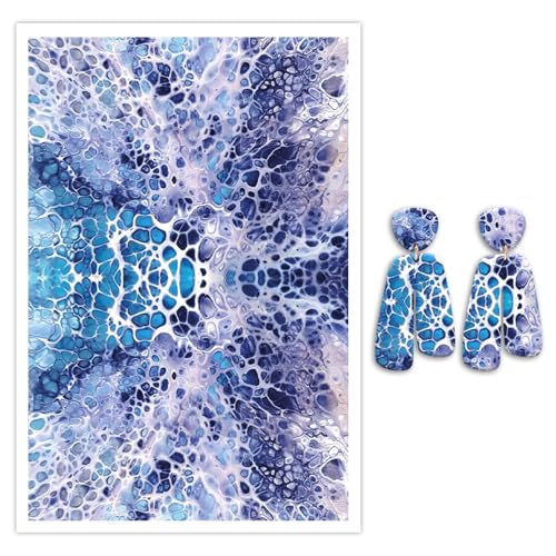 10 Pcs Transfer Paper for Polymer Clay, Irregular Texture Pattern Polymer Clay Transfer Sheets, Water Soluble Transfer Paper Polymer Clay for DIY Art Jewelry Earrings Making Sticker 5.82"X3.93" - color: Abstract Art Patterns