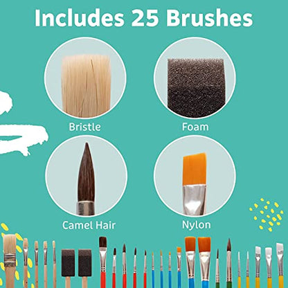 Artlicious Foam Brushes Wood Handle Brush Set - Use with Craft, Watercolor, Oil, Gouache Paints, Face Art, Miniature Detailing and Rock Painting - style: 25 Pack-2