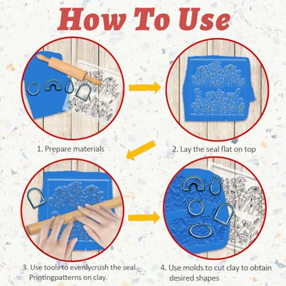 Wildflower Polymer Clay Texture Sheet Silicone Texture Stamp Sheets Floral Clear Texture Mat Modeling Pattern Pad Reusable for Scrapbooking Polymer Clay Pottery Earrings Jewelry Making - style: Wildflowers