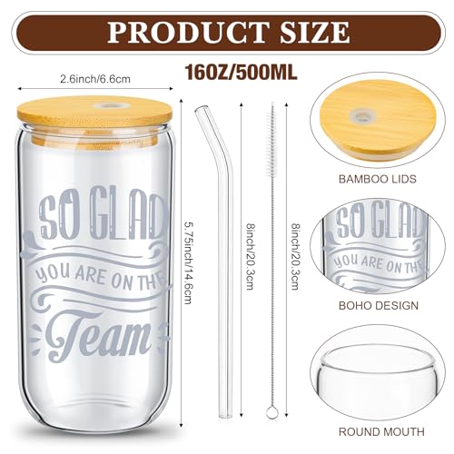 Layhit 24 Set Thank You Team Gifts for Employees Staff Coworker Appreciation Gifts for Teacher Nurse Thank You Glass Cups 16 oz Can Shaped Beer Glass with Lids Straws Brushes(Classic Style) - style: Classic
