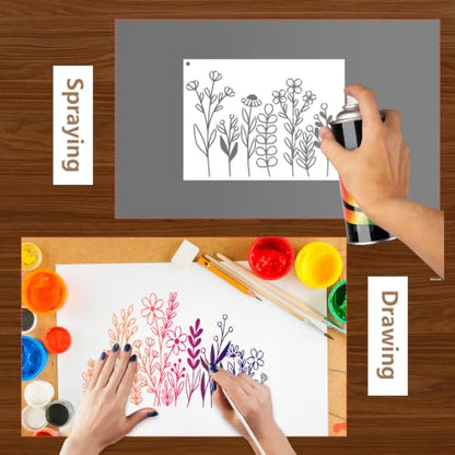Large Floral Stencils for Painting on Crafts Wood Wall Reusable Templates - style: Floral plants