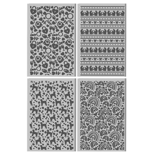 CHGCRAFT 4 Sheets Cat Clay Texture Mat Love Heart Pattern Polymer Clay Texture Sheets Valentine's Day DIY Tools for Pottery Earring Jewelry Making Stamp Engraving Machines, 3.9x2.6inch - style: Valentine's Day