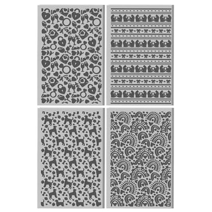 CHGCRAFT 4 Sheets Cat Clay Texture Mat Love Heart Pattern Polymer Clay Texture Sheets Valentine's Day DIY Tools for Pottery Earring Jewelry Making Stamp Engraving Machines, 3.9x2.6inch - style: Valentine's Day
