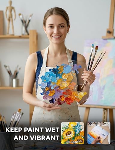 DUGATO Clear Acrylic Paint Palette, 2-Pack Oval Paint Trays, 15.7 x 11.8 in | Big Size Palette, Non-stick Surface, Suitable for Acrylic, Oil & Watercolor - size: Oval Large 15.7 x 11.8 inches 2pcs