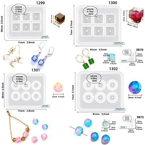 Resin Jewelry Mold Set with Geometric Beads & Arrowhead Pendants – 24 Silicone Cavities for UV Epoxy Resin, Clay, Soap, Candle, Necklace & Charm Making