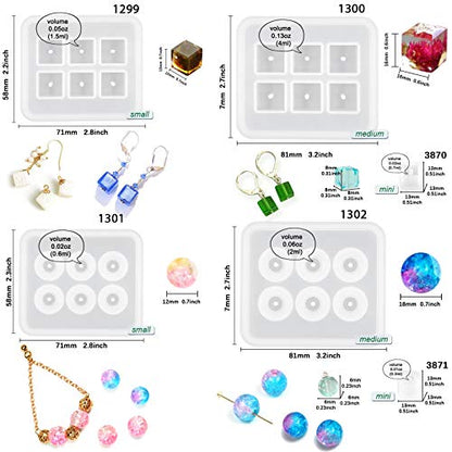 Resin Jewelry Mold Set with Geometric Beads & Arrowhead Pendants – 24 Silicone Cavities for UV Epoxy Resin, Clay, Soap, Candle, Necklace & Charm Making