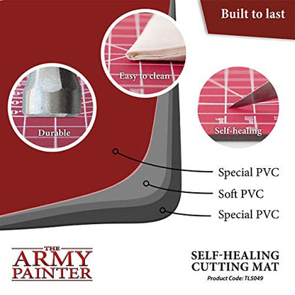 The Army Painter Self-Healing Cutting Mat | Double-Sided PVC Non-Slip Mat| 3-Layer Square Cutting and Modeling Mat| A4, 220x300mm | for Role Play, Board Game