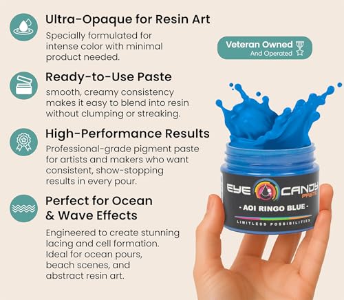 Eye Candy Resin Pigment Paste – Highly Pigmented Epoxy Color, 2 oz, Solid Non-Metallic, Mixable for Custom Shades (Aoi Ringo Blue) - color: Aoi Ringo Blue