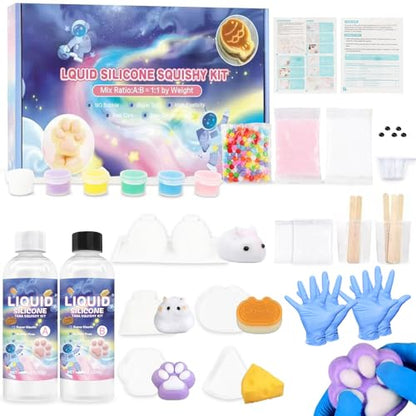 LuxeLagoon DIY Taba Squishy Kit,18OZ Rubber Squishy Kit with Guided,Make Your own Taba Squid Using Silicone and molds,Soft Stress Relief Squeeze Toy,Stress Relieving Entertainment Gift
