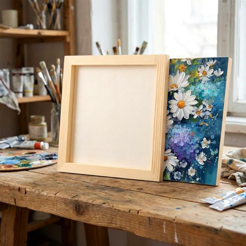 16 PCS 8 x 8 Inch Wood Canvas Boards, 0.35 Inch Thick Wood Panel Canvas Unfinished Wooden Panels for Painting,Craft, String Art, DIY