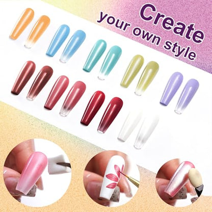 Gradient Painting Gel, 9 Colors Ombre Gel Nail Polish Summer Hot Bule for Pigment Pat Nails Aura Nails, French Manicure DIY Nail Art Soak of UV Palette Bechside Candy - color: F Bechside Candy