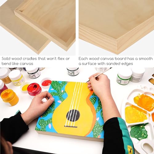 MEEDEN Unfinished Wood Canvas Kit: 1-1/2" Deep 6x8 9x12 Wooden Canvas Panel - 4 Pcs of Cradled Wood Art Boards for Pouring Art, Crafts, Painting - size: 6x8 9x12 - 4 Pack