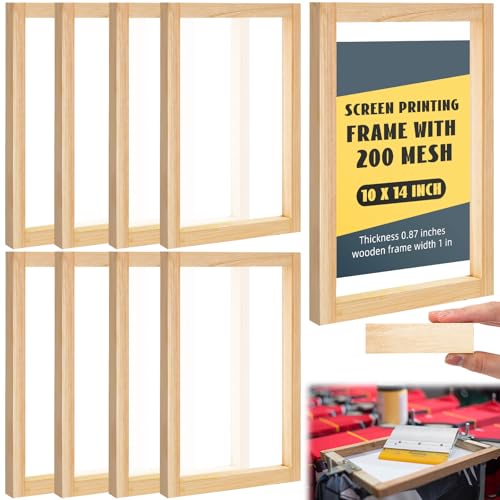 CroBlissful 8 Pcs Wood Silk Screen Printing Frames for Beginners 10 x 14 Inch Clear Precise Screens, High Tension Nylon Mesh, 0.87 Inch Thickened Frame for T Shirts DIY Screen Printing(200 Mesh) - style: 200 Mesh