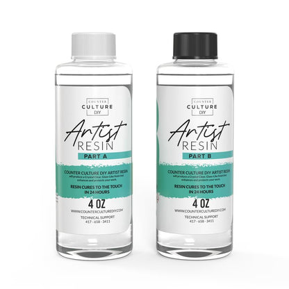 Counter Culture DIY Clear Artist Resin, 8 oz Kit, Art Epoxy Supplies for Metallic Stains Acrylic 100% Solids Easy Coat No VOCs Scratch UV Heat Resistant 500 Degrees… - size: 8oz Kit