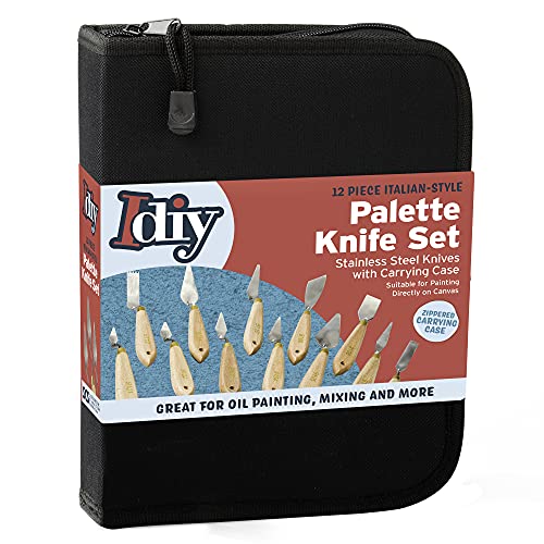 Palette Painting Knife Set 12 Pack with Carrying Case- Stainless Steel Art Paint Knives