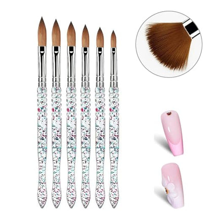 Acrylic Nail Brush Set, 6PCS Professional Nail Art Brushes for Acrylic Powder Application & 3D Nail Carving, Premium Nail Brushes Kit for DIY Home Salon Tools - color: 6PCS Acrylic Brushes