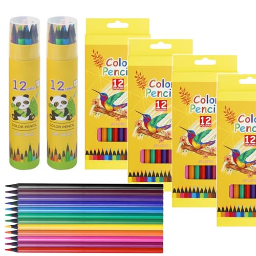 72 Count Colored Pencils, 6 Pack Bulk 12 Assorted Colors, Pre-sharpened Coloring Pencil for Kids, Teachers Essential Classroom Prizes, Ideal Back to School Supplies