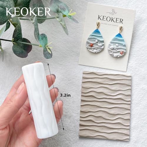 Keoker Summer Polymer Clay Texture Roller, 3pcs Ocean Texture Rollers for Polymer Clay - color: All Color