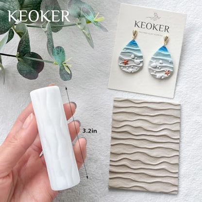 Keoker Ocean Wave Texture Roller for Polymer Clay, 1pc Summer Polymer Clay Texture Roller - color: A Color