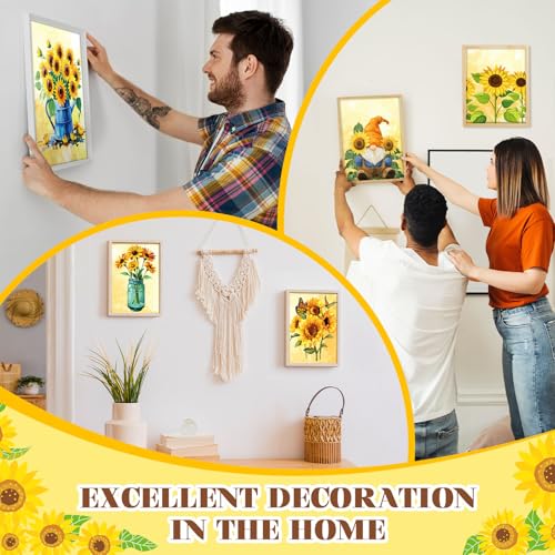 Humyoun 8 Sets 8" x 10" Sunflower Pre Drawn Canvas to Paint for Sip and Paint Party Sunflower Predrawn Coloring Set Pre Sketched Canvas Boards with Paints and Brushes for Adult - style: Sunflower