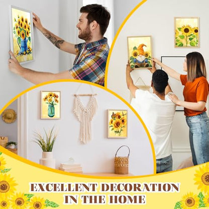 Humyoun 8 Sets 8" x 10" Sunflower Pre Drawn Canvas to Paint for Sip and Paint Party Sunflower Predrawn Coloring Set Pre Sketched Canvas Boards with Paints and Brushes for Adult - style: Sunflower