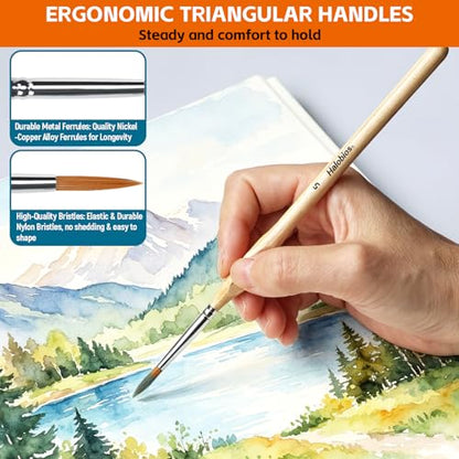 11 Pcs Fine Detail Paint Brush Set - Miniature Brushes with Ergonomic Wood Handles for Acrylic, Watercolor, Oil, Model Painting, Nail Art, Scale Models, Warhammer 40k, Face Painting - size: 11PCS Paint Brushes