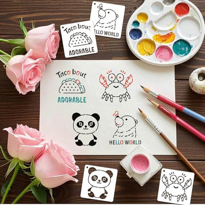 64 Pieces Small Onesie Stencils for Baby Shower, 3 Inch Reusable Baby Bib Stencil for Painting, Cute Animal Clothes T Shirts Template Kit for Fabric Canvas Craft DIY Home Decor(Baby Show) - style: Baby Shower