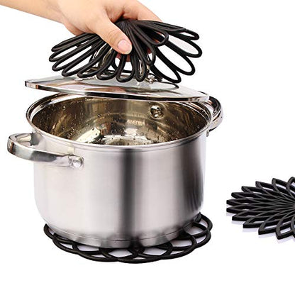 ME.FAN Silicone Trivet Mat - Kitchen Hot Pads for Pots & Dish - Insulated Teapot Trivet - Flexible, Durable, Non-Slip Large Coasters 3 Set Black - color: 3set-black