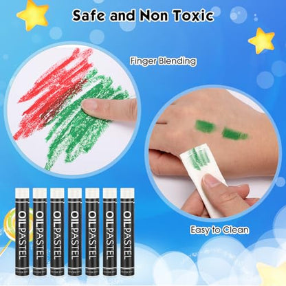 Nezyo 72 Pieces White Oil Pastels Bulk for Artists Soft Oil Crayons Single Color Hexagonal Creamy Pastel Refill Set for Teachers Beginners Artists Painting Drawing Relaxing Blending - color: White