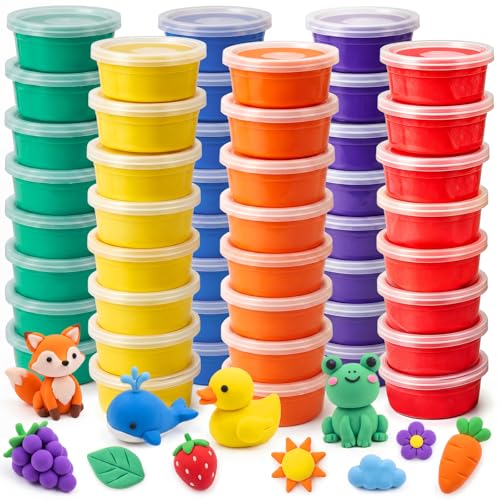 VioraWhite 48 Pcs Air Dry Clay 1.6lb Modeling Clay Kit Soft & Stretchable Magic Foam for Kids DIY Molding, Arts & Crafts, Boys Girls Party Favors, Cosplay Sculpting Supplies (Multicolor) - color: Multicolor
