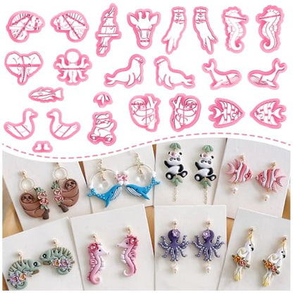 Keoker Animals Polymer Clay Cutters, 24 Shapes Ocean Animals Clay Earring Cutters for Polymer Clay Jewelry - color: All Color