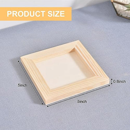 12 Pack Unfinished Wooden Canvas Board 5 x 5 inch Wood Panel Boards Square Wood Panels Blank Boards for Painting, Pouring, Burning, Arts Use with Oils, Acrylics and DIY Craft Projects - size: 5inch