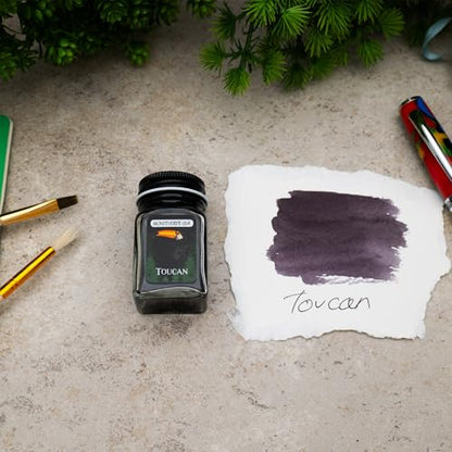 Monteverde Jungle Fountain Pen Ink, 30ml, Toucan (Black) | Animal-inspired fountain pen ink with bold color, smooth flow, and creative writing personality. - color: Toucan (Black)
