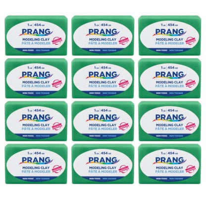 Prang Modeling Clay, Green, 1 lb. Block, Case of 12 Blocks, 192 oz. Total | Pliable, Non-Hardening, Non-Staining, Easy Clean-Up, Perfect for Preschool and Elementary Aged Children - color: Green, size: 1 lb. (Pack of 12)