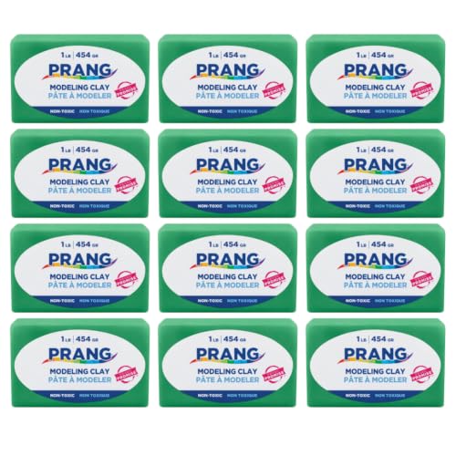 Prang Modeling Clay, Green, 1 lb. Block, Case of 12 Blocks, 192 oz. Total | Pliable, Non-Hardening, Non-Staining, Easy Clean-Up, Perfect for Preschool and Elementary Aged Children - color: Green, size: 1 lb. (Pack of 12)