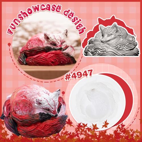 Nine Tailed Fox Mold, 3D Animal Resin Epoxy, Soap, Candle DIY - color: Nine-Tailed Fox