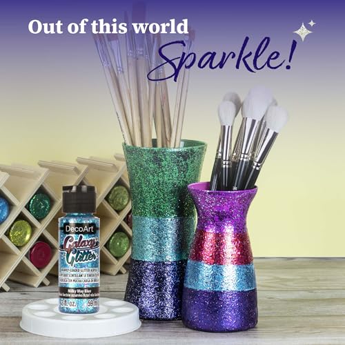 DecoArt Galaxy Glitter Rainbow Acrylic Paint Set – 9 Bottles (2 fl oz) – Bright Multicolor Glitter Paints for Crafting, Art Projects & Creative DIY Crafts - color: Rainbow Glitter