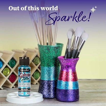 DecoArt Galaxy Glitter Rainbow Acrylic Paint Set – 9 Bottles (2 fl oz) – Bright Multicolor Glitter Paints for Crafting, Art Projects & Creative DIY Crafts - color: Rainbow Glitter