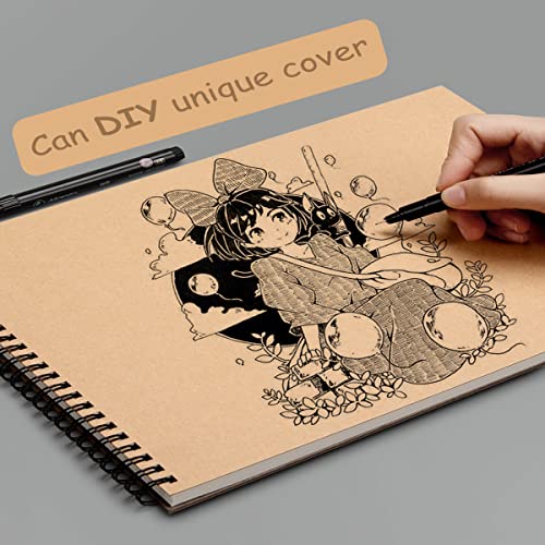 Sketch Book Pad, Drawing Paper 9" x 12" Spiral Bound (98lb/160gsm), 90 Sheets, Pack of 3, Durable Acid Free Sketchbook for Painting (3 Pack- 9"X12") - color: 3 Pack- 9"X12"