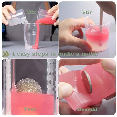 BBDINO Silicone Mold Making Kit 15A Clear Liquid Platinum Silicone 4.4 Lbs | 1A:1B Mixing Self Degassing 3 Hrs Fast Cure Molding Silicone Flexible & Durable -Ideal for Resin/Soap/Silicone Molds Making - color: 70.6 Oz Clear