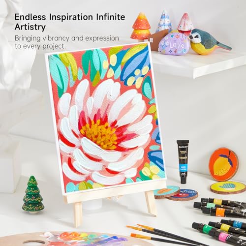 Shuttle Art Acrylic Paint Set, 30 x12ml Tubes Artist Quality Non Toxic Rich Pigments Colors Great for Kids Adults Professional Painting on Rocks Canvas Wood Clay Fabric Ceramic Crafts - color: 30 Colors
