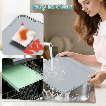 Kids Placemats, Silicone Placemats for Baby & Kids, Baby Place Mats with Teething Edge Bumper, Waterproof Dinning Table Mat, Dishwasher Safe (Sage Green, 12''×10'') - color: Sage Green