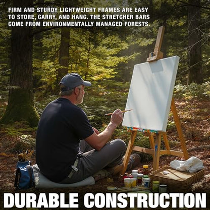 U.S. Art Supply 8 x 36 inch Stretched Canvas for Painting, 12oz Triple Primed, 3-Pack - Professional Artist Quality White Blank 3/4" Profile, 100% Cotton, Heavy-Weight Gesso - Acrylic Pouring, Oil