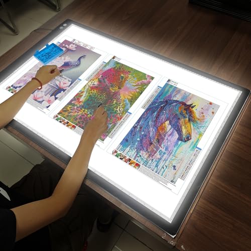 TOHETO Rechargeable A1 Light Pad 35.4”x23.6”, Extra Large LED Light Board for Diamond Painting, 3-Color Modes Light Box, Diamond Art Light Table, Lightbox for Tracing and Drawing, Sketching, Artists - style: A1 Rechargeable