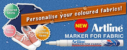 Artline White Permanent Fabric Markers pen for clothing (2 Markers)