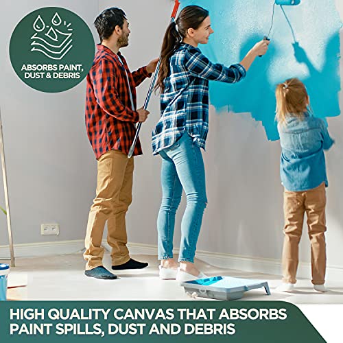 CCS Canvas Drop Cloth for Painting – All Purpose Cotton Duck Cloth Tarp for Curtains, Tablecloths, Backdrops – Washable & Reusable Floor Cover & Dust Sheet for Furniture (6-Pc, 9x12 Ft) - size: 9 by 12 Feet (Set of 6)