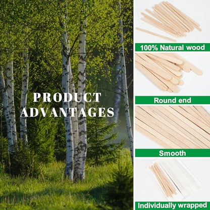 ANTETOK Wooden Coffee Stirrers - Coffee Stir Sticks 5.5 Inch,100pcs Individually Wrapped Disposable Swizzle Sticks,Swizzle Drink Sticks for Coffee,Tea,Cocktail and Hot Chocolate - size: 5.5Inch-100pcs(Wrapped)