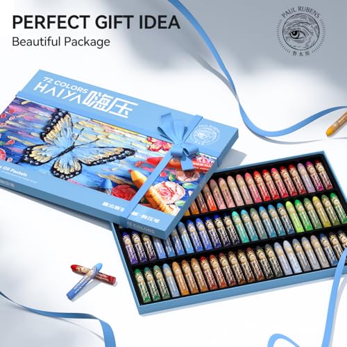Paul Rubens Oil Pastels Set - 72 Vibrant Colors, Ultra-Soft and Creamy Texture, Easy to Blend for Artists and Beginners - Bullet Head Design for Drawing, Painting, Sketching - New Packaging - style: 72 Basic Colors