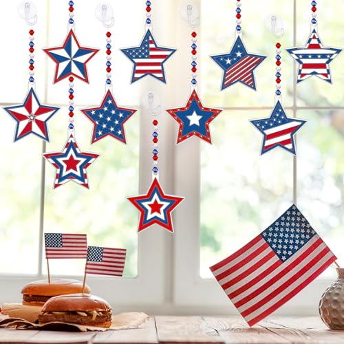 WinnerWhy 30 Sets Memorial Day Star Kits, Patriotic 4th of July DIY Craft Suncatcher Bulk Paint Your Own Window Ornaments for 250th Anniversary Independence Day Party Home Birthday Activity Decor - style: Star Independence Day