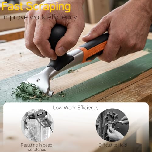 2-1/2" Heavy-Duty Premium Ergonomic Carbide Scraper Tool, Removal on Dry Glaze, Stains, Putty, Scratches, Rust, Paint, Glue, Varnish, Resin, Suitable for Various Surfaces, Wood, Metal, Glass & Floors